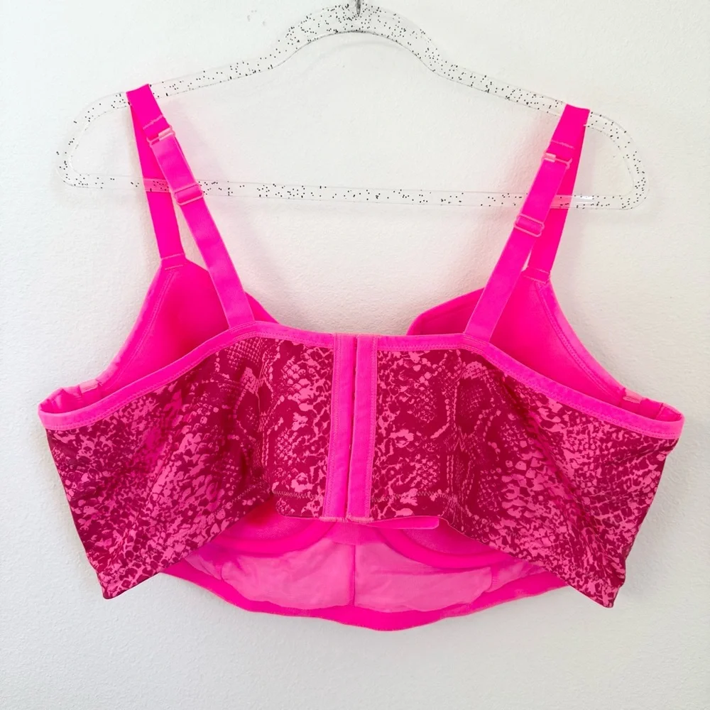 Lane Bryant Cacique Women's Lightly Lined Demi Bra 46C Pink Animal Print Snake